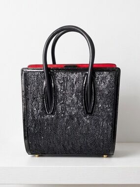 Christian Louboutin Black Sequin Paloma S Mini Leather Top Handle Crossbody Bag